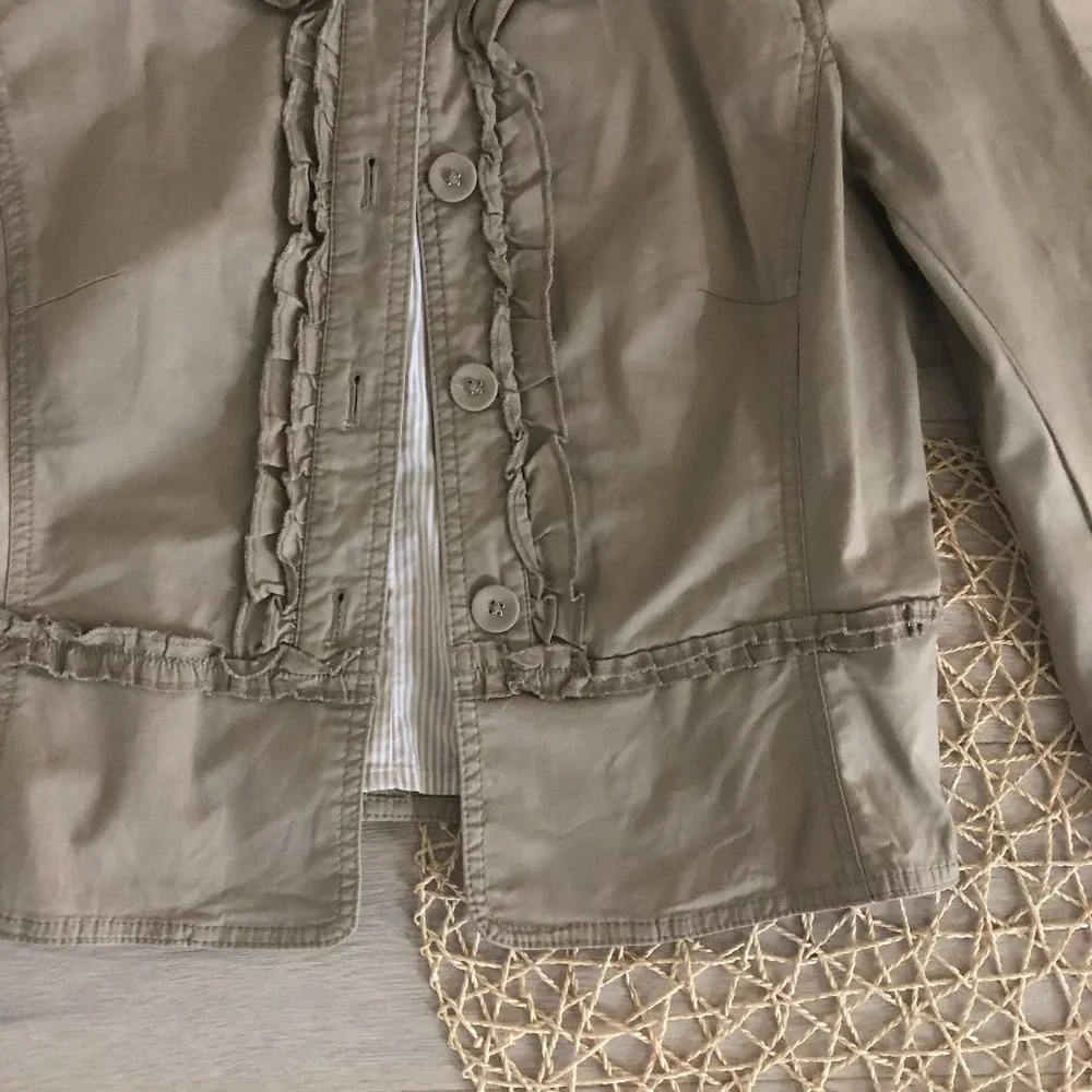 LOFT Tan Ruffle Trim Jacket - Picture 5 of 10